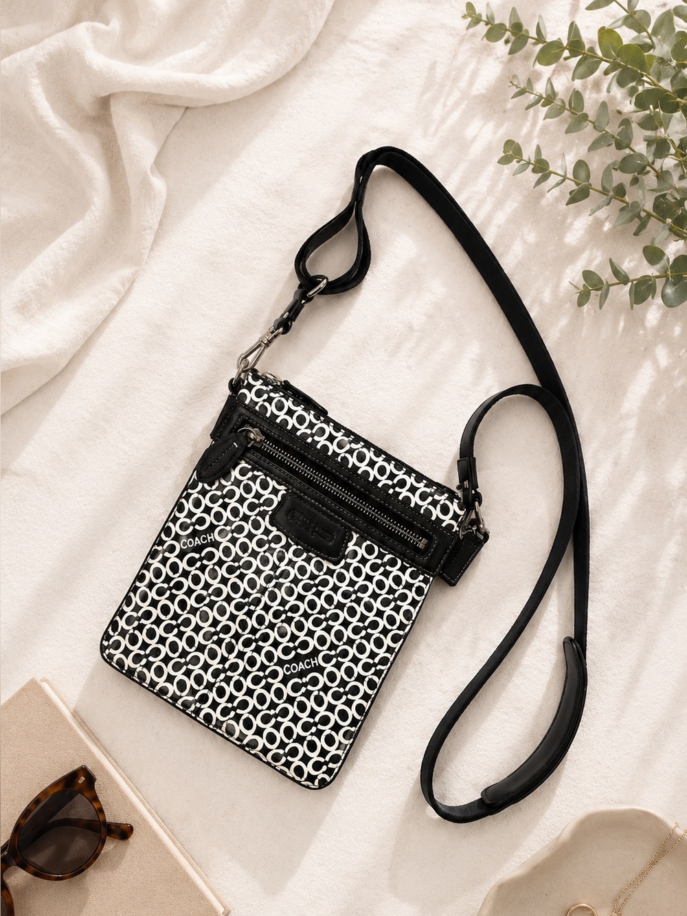 Coach Y2K Penelope Op Art Crossbody Bag — Black & White
